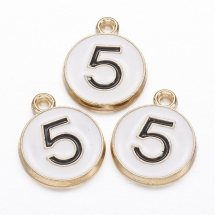 Кулон Круглый №5 из Сплава, Эмалированный, Цвет: Белый, Размер: 16x2.5мм, Отверстие 2мм, (УТ100014081)