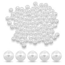 Перли Намистини Акрилові Круглі Глянцеві, Білий, 8мм, Отвір 2мм, близько 90шт/25г, (УТ100014129)