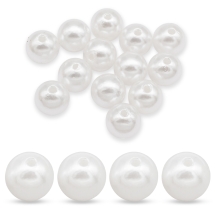 Перли Намистини Акрилові Глянцеві Круглі, Білий, 14мм, Отвір 2.3мм, близько 18шт/25г, (УТ100014132)