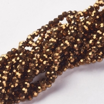 Бусины стеклянные граненые, круглые непрозрачные, гальваника, Цвет: Коричневый, Диаметр: 10мм, Отверстие 1мм, 34шт/34см/нить (УТ100012945)
