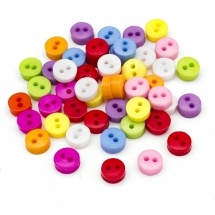 Пуговицы из Смолы, 2-отверстия, Круглая, Микс, 6мм, Отв-тие: 1мм, (УТ100012952)