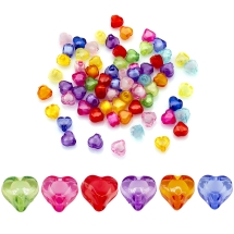 Бусины Акрил Сердце, Прозрачные, Граненые, Микс, 7x8x5мм, Отверстие 2мм, около 295шт/50г, (УТ100014044)