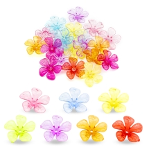 Шапочки для бусин Акрил Прозрачные, Цветок, Цвет: Микс, Размер: 25.5x26x7.5мм, Отверстие 2мм, около 26шт/25г, (УТ100014160)