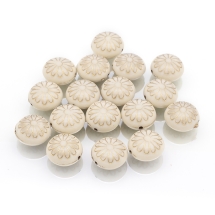 Бусины Акриловые "Париж" Круглые Плоские, с Рисунком Металлик Золото, Цвет: Бежевый, Размер: 16x10мм, Отверстие 1.5мм, около 17шт/25г, (УТ100014213)