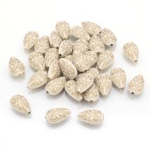 Бусины Акриловые "Париж" Капля, с Рисунком Металлик Золото, Цвет: Бежевый, Размер: 18x11.5x7.5мм, Отверстие 1.5мм, около 30шт/25г, (УТ100014215)