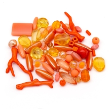 Бусины Акрил "Бомбей" Смешанные Формы, Цвет: Коралловый, Размер: 5.5-28x6-20x3-11мм, Отверстие 1-5мм, около 80шт/50г, (УТ100014225)