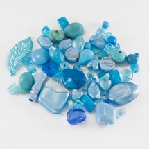 Намистини Акрил "Бомбей" Змішані Форми, Колір: Блакитний, Розмір: 5.5-28x6-20x3-11мм, Отвір 1-5мм, близько92шт/50г, (УТ100014228)