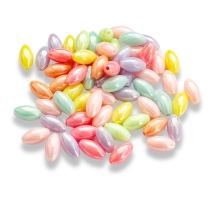 Бусины Акрил АВ-Цвет, Непрозрачные, Рис, Цвет: Микс, Размер: 7х14мм, Отверстие: 1.5мм, около 55шт/25г, (УТ100014236)