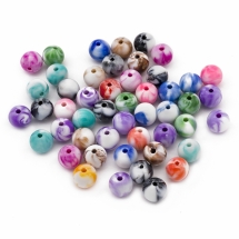 Бусины Акриловые Непрозрачные, Круглые, Микс, 10мм, Отверстие 2мм, около 47шт/25г(УТ100014259)