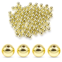 Бусины Акрил с Покрытием Металлик, Круглые, Золото, 8мм, Отверстие 1.5мм, около 100шт/25г, (УТ100014267)