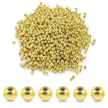 Намистини Акрилові Круглі з Покриттям Металик, Золото, 4мм, Отвір 1мм, близько 700шт/25г, (УТ100014271)