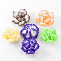 Намистини з полімерної глини, Ручна Робота, Лотос 3D, Колір: Мікс, Розмір: 20x8мм, Отвір 2мм, (УТ100012845)