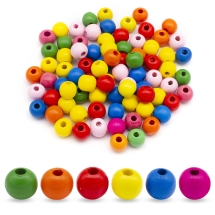 Бусины Деревянные Круглые, Микс, 12мм, Отверстие 4мм, около 95шт/50г, (УТ100012849)