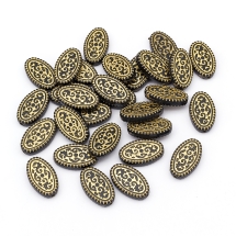 Бусины Акриловые "Париж" Овальные, с Рисунком Металлик Золото, Цвет: Черный, Размер: 21x13x4мм, Отверстие 1.5мм, около 30шт/25г, (УТ100014343)