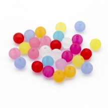 Бусины Акрил Матовые, Прозрачные, Круглые, Морозный стиль, Цвет: Микс, Размер: 10мм, Отверстие 2мм, около 40шт/25г, (УТ100014364)