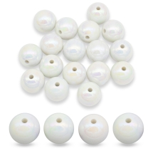 Бусины Акрил АВ-цвет, Непрозрачные, Круглые, Цвет: Белый, Размер: 16мм, Отв. 2мм, около 22шт/50г, (УТ100014365)