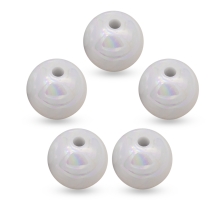 Бусины Акрил АВ-цвет, Непрозрачные, Круглые, Цвет: Белый, Размер: 26мм, Отв. 5мм, (УТ100014367)