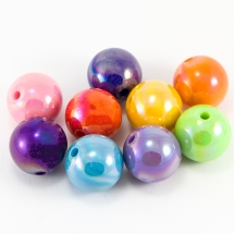 Бусины Акрил АВ-цвет, Непрозрачные, Круглые, Цвет: Микс, 20мм, Отв. 3мм, (УТ100014368)