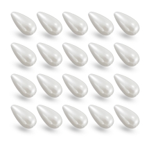 Перли Намистини Пластикові ABS Крапля Глянцеві, Білий, 22,5х12мм, Отвір 2мм, (УТ100014379)