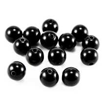 Перли Намистини Пластикові ABS, Глянцеві, Круглі, Колір: Чорний, Розмір: Діаметр 16мм, Отвір 2 мм, близько 12шт / 25г, (УТ100014390)