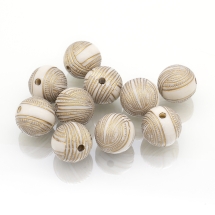 Бусины Акриловые "Париж" Круглые, с Рисунком Металлик Золото, Цвет: Бежевый, Размер: 15.5x16мм, Отверстие 2.5мм, (УТ100014398)