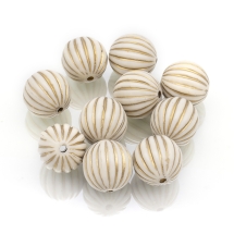 Намистини Акрилові "Париж" Круглі, з Малюнком Металік Золото, Колір: Бежевий, Розмір: 16.5x16мм, Отвір 2мм, (УТ100014405)