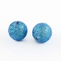 Бусины Акриловые Круглые с Глитером, Цвет: Синий, Размер: 19.5x20мм, Отверстие: 2мм, (УТ100014415)