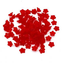 Бусины Акрил Матовые, Прозрачные, Цветок, Цвет: Красный, Размер: 13x7мм, Отверстие 1мм, около 90шт/25г, (УТ100014431)