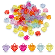 Намистини Акрилові  Прозорі, Серце, Колір: Мікс, Розмір: 17x16x6мм, Отвір 1мм, близько 75 шт / 50г, (УТ100014434)