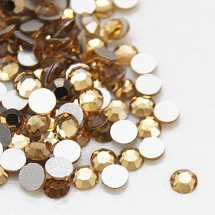 Стеклянные Стразы - Кабошоны, Граненые, Класс А, Плоские Круглые, Цвет: Светлый Топаз, Размер: 3~3.2мм, (УТ100014533)