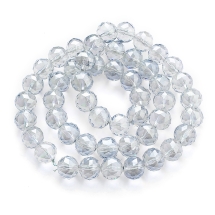 Бусины Стекло с Гальваникой, Граненые, Радужные, Круглые, Цвет: Бесцветный, Размер: Диаметр 14мм, Отв. 2мм, около 46шт/68см/нить, (УТ100014713)