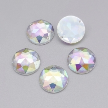 Пришивные Акриловые Стразы, 2 отверстия, Круглые, Цвет: Мультицвет, Размер: 18х6мм, Отв-тие 1мм, (УТ100014785)