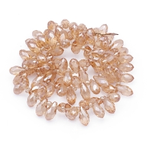 Бусины Гальваника Стекло, Наполовину Окрашенные, Граненые, Капля, Персиковый, 12x6х6мм, Отв-тие: 1мм, около 100шт/60см/нить (УТ100014882)