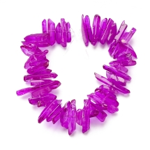 Бусины Натуральный Горный Хрусталь, Окрашенный, Кристалл, на нитях, Цвет: Орхидея, Размер: 15-30x4-8x4-7 мм, Отверстие 1мм, около 18см/нить (УТ100014912)