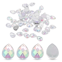 Пришивные Акриловые Стразы АВ-Цвет Капля, 2 Отверстия, Бесцветный, 14x10x4мм, Отверстие 0.8~1мм, (УТ100014964)