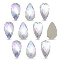 Пришивные Акриловые Стразы АВ-цвет, 2 Отверстия, Капля, Бесцветный, 30x16x5мм, Отверстие 0.8~1мм, (УТ100014965)