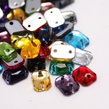Пришивные Акриловые Стразы, 2 отверстия, Прямоугольные, Граненые, Цвет: Микс, Размер: 14x10x3.5мм, Отв-тие 1мм, (УТ100014942)