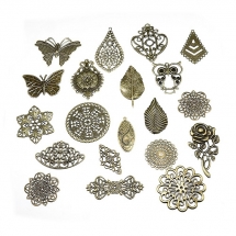 Кулон Залізний, Мікс Форм, Колір: Бронза, Розмір: 49.5 ~ 92x23 ~ 69x0.5 ~ 3 мм, Отвір 1 ~ 2.5мм і 4x3мм, (УТ100014999)