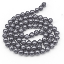 Жемчуг Бусины Стекло 12мм, Глянец, Круглые, Цвет: Темно-серый, Диаметр: 12мм, Отверстие 1мм, около 70шт/84см/нить, (БА000000361)