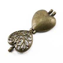 Кулон-Коробочка Серце, з Металу, Колір: Бронза, Розмір: 41x30x15мм, Отвір 5x4мм, (УТ100015028)