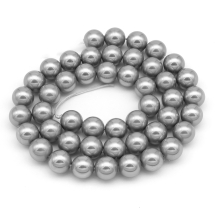 Перли Shell Pearl, Клас А, Круглий, Сріблястий, 8мм, Отвір 1мм, близько 45шт/38см/нитка. (УТ100015177)