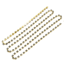 Стразовая Цепь Декоративная, Класс А, Золото/Черный Бриллиант, 2.8мм, около 285шт/1.5м, (УТ100015224)