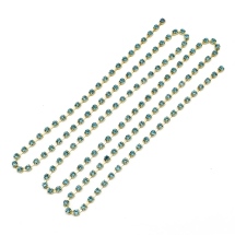 Стразовая Цепь Декоративная 2.8мм, Класс А, Золото/Голубой Циркон, 2.8мм, около 285шт/1.5м, (УТ100015238)