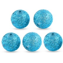 Бусины Акриловые Круглые с Глитером, Голубой, 19.5x20мм, Отверстие 2мм, (УТ100015296)