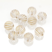 Бусины Акриловые "Милан" Круглые, с Рисунком Металлик Золото, Цвет: Бесцветный, Диаметр 14мм, Отверстие 2мм, (УТ100015513)