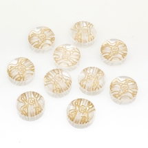 Бусины Акриловые "Милан", с Рисунком Металлик Золото, Плоские Круглые, Цвет: Бесцветный, Размер: 20x7мм, Отверстие 2мм, (УТ100015521)