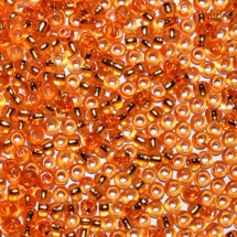 Бисер 18289 Чешский Preciosa 10/0, Прозрачный с серебряной полосой TSL, Оранжевый, Круглый, (УТ100015549)