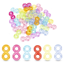 Коннектор Акрил Прозрачный, Бесконечность, На 2 нити, Цвет: Микс, Размер: 10x19.5x4мм, Отверстие 2мм, около 65шт/25г (УТ100015589)