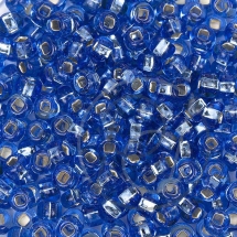 Бисер 37030 Чешский Preciosa 10/0, Бисер Preciosa 33129/37030, размер 10/0, Прозрачный с серебряной полосой TSL, Синий, Круглый, (УТ100015633)