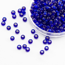 Бисер 37080 Чешский Preciosa 10/0, Бисер Preciosa 33129/37080, размер10/0, Прозрачный с серебряной полосой TSL, Синий, Круглый, (УТ100015634)